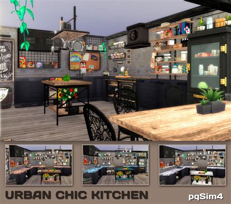 Sims 4 Ccs The Best Urban Chic Kitchen Set By Pqsim4