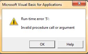 Invalid Procedure Call Or Argument Run Time Error Using Vba With