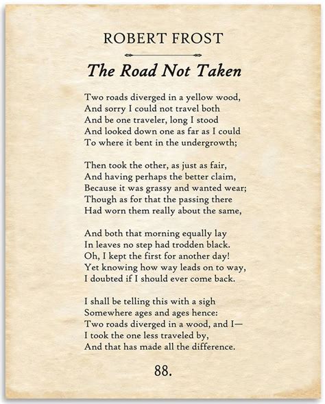 The Road Not Taken Robert Frost 11x14 Unframed Book Page Etsy