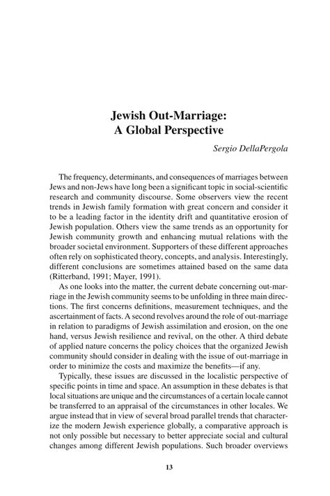 Pdf Jewish Intermarriage Around The World