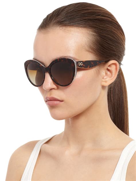 Dolce And Gabbana Multi Print Cats Eye Sunglasses In Black Lyst