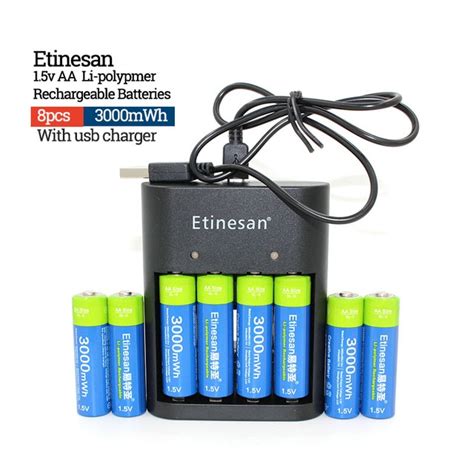 An excellent alternative to conventional aa batteries is using rechargeable versions. Etinesan 1.5v 3000mWh Li polymer li ion lithium ...