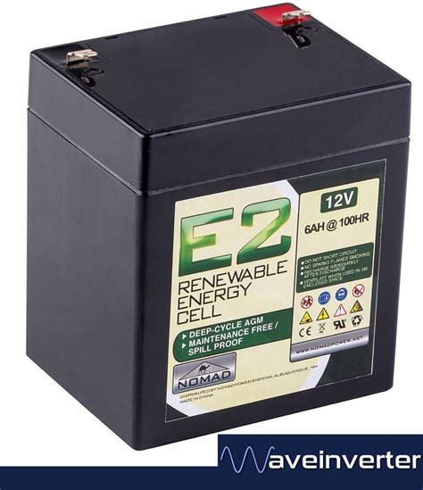 12v 6ah Nomad E2 Deepcycle Battery 5yr Warranty Waveinverter