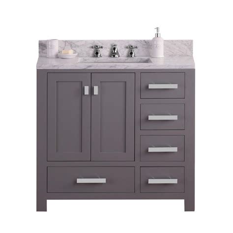 Water Creation Madison 36 In W X 34 In H Vanity In Gray With Marble