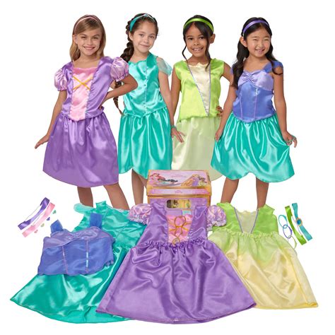 Disney Princess Girls Dress Up Trunk Rapunzel Ariel Tiana And Jasmine