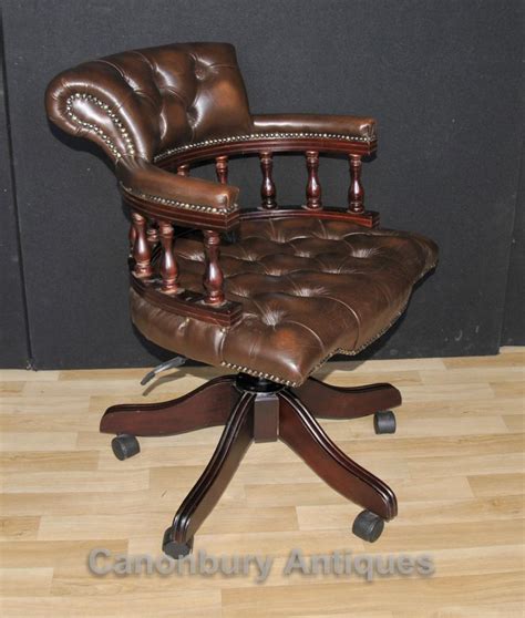 Swivel gaming chair racing black pvc high back recline office computer desk seat. Victorian Captains Chair Office Swivel Desk Chairs with ...