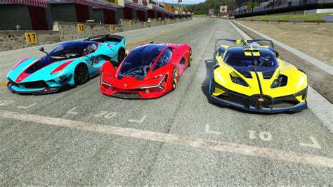 Bugatti Bolide Vs Lamborghini Terzo Millennio Vs Ferrari Fxx K Evo At
