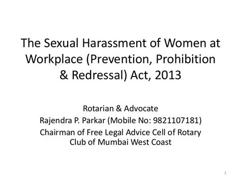 The Sexual Harassment Of Women At Workplace Act 2013