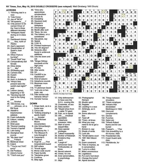 Printable Nyt Sunday Crossword Puzzles Printable Jd