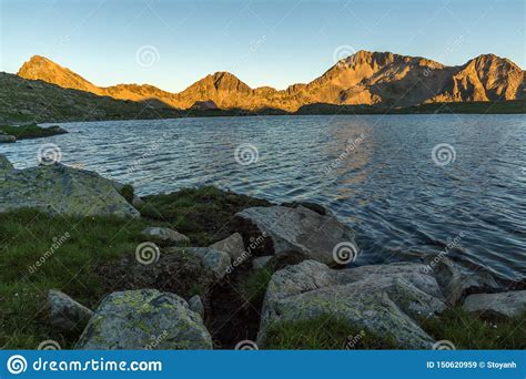 Sunset At Kamenitsa Peak And Tevno Lake Pirin Mountain Bulgaria Stock