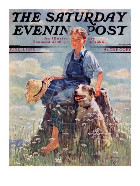 Boy And Dog In Nature Saturday Evening Post Cover June 11 1932