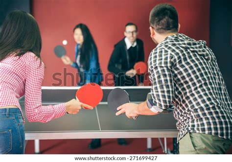 Two Couples Young People Playing Ping Stock Photo Edit Now 271699427