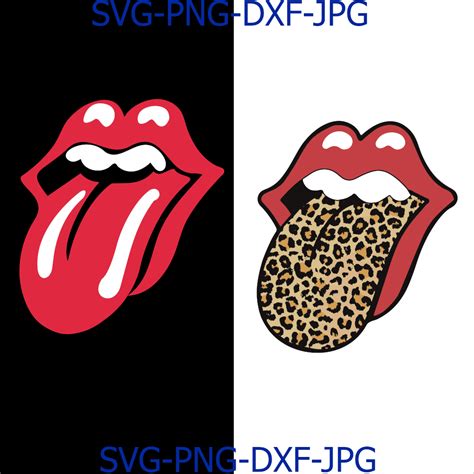 Rolling Stones SVG Rolling Stones Lips With Tongue Out Leopard Print