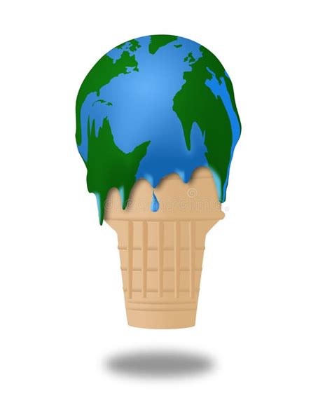 Global Warming Is Illustrated With A Melting Ice Cream Cone And The Ice