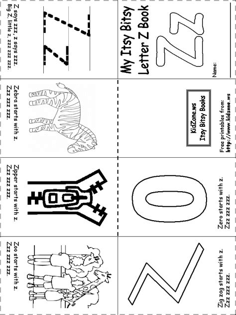 Itsy Bitsy Book Preschool Letters Letter Z Crafts Alphabet Preschool