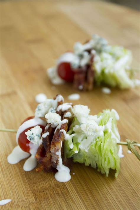 Lay on a platter then drizzle blue cheese dressing over the skewers right before serving. Awesome DIY Food Ideas for Party - DIYCraftsGuru