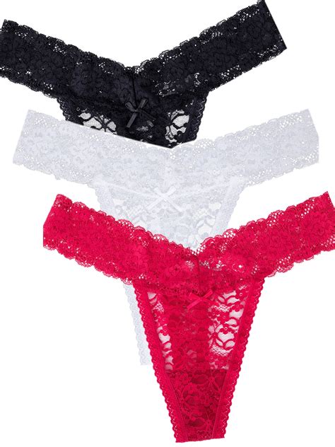 Lelinta 3 Set Womens Lace Thong Panties Sexy G String Lace Thong Seamless Panties Lingerie