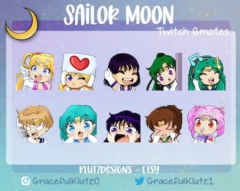 Chibiusa Sailor Moon Emotes For Twitch Discord Basic Set Etsy
