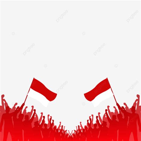People Holding Flag Silhouette With Red Color Indonesian Independence