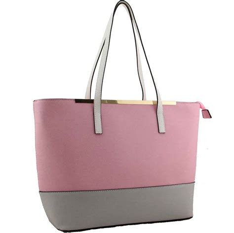 Luxury Pink Tote Bag With Contrast Base Zenobia Uk