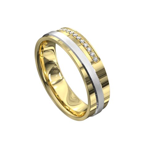 yellow and white gold polished mens wedding ring