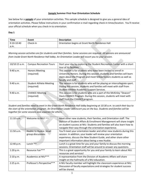 Free 12 Orientation Schedule Samples And Templates In Pdf Ms Word