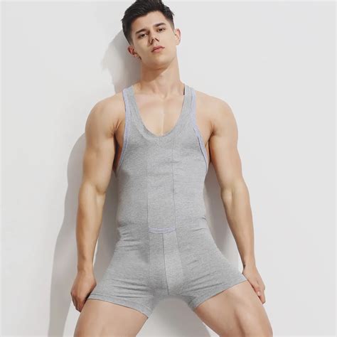 Buy Sexy Home Men Joint Body Tank Tops Solid Bodysuit Men Flexible Tight