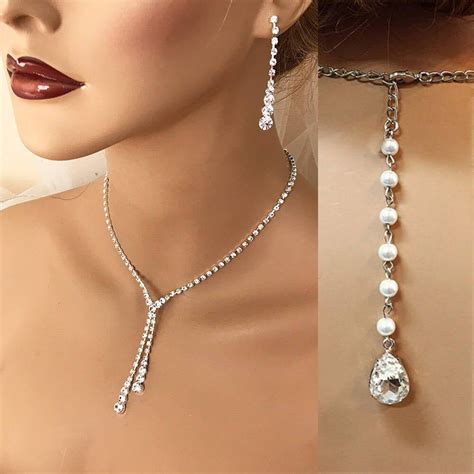 Bridal Jewelry Bridesmaid Jewelry Set Silver Crystal Bridal Necklace