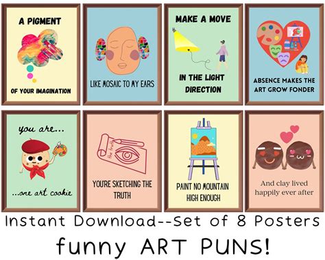 Funny Art Posters Set Of 8 Printable Posters Art Classroom Etsy