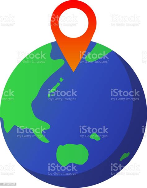 Earth And Current Location Icons Stock Illustration Download Image