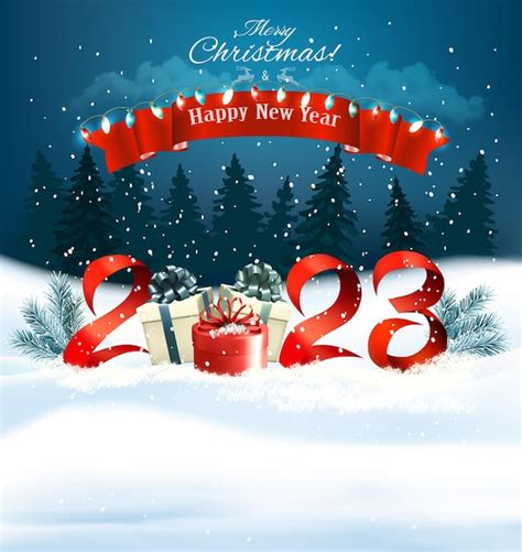 Premium Vector 2023 Happy New Year And Merry Christmas Holiday