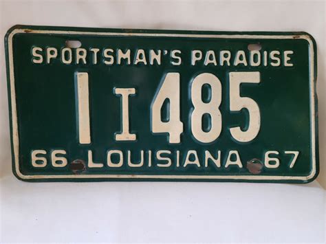 Vintage 1966 1967 Louisiana Sportsmans Paradise License Plate 1021 Ebay