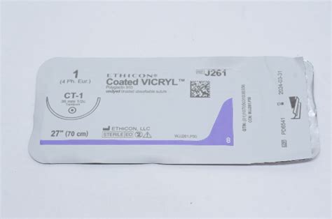 Ethicon J261 1 Vicryl Ct 1 36mm 12c Taperpoint 27inch