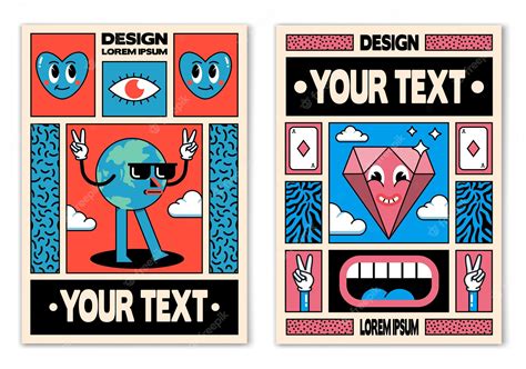 Premium Vector Retro Posters Or Banners In Cartoon 80s90s Comic Style