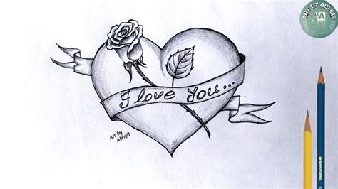 How To Draw Love Heart ♥️ With Rose Love Heart Drawing Artbyabhijit