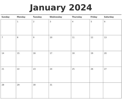 Blank Calendar January 2024 2024 Calendar Printable