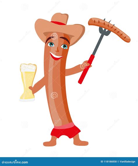 Funny Sausage Character Stock Vector Illustration Of Fast 118186858