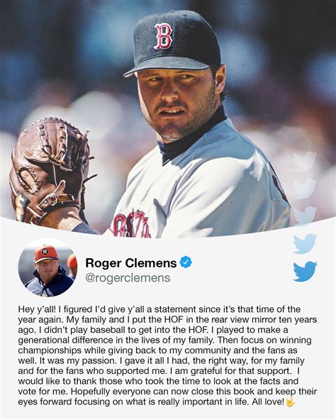 Espn On Twitter Roger Clemens Shared This Message After Not Being