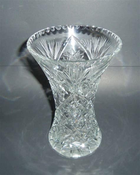 Cut Crystal Vase Leaded Glass Vase Vintage Etsy