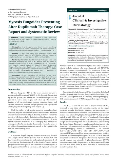 Pdf Mycosis Fungoides Presenting After Dupilumab Therapy Case Report