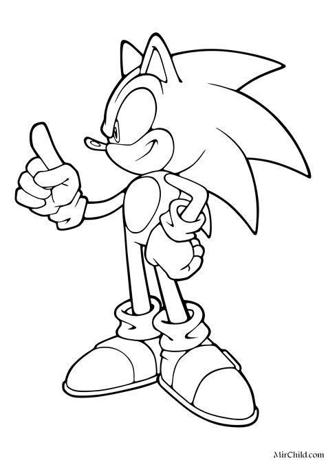 Раскраска Sonic The Hedgehog Решительный Ёж Соник Mirchild
