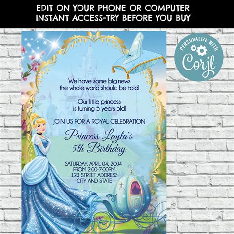 Cinderella Birthday Invitation Magical Invite Ph