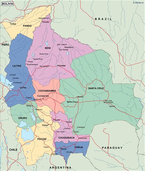 Bolivia Political Map Eps Illustrator Map Vector Maps
