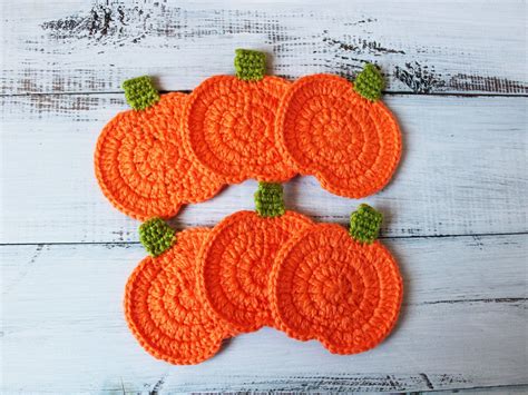 Crochet Pumpkins Halloween Coaster For Fall Table Decor Etsy