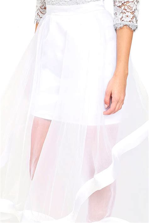 Lovely Ivory Skirt Maxi Skirt Organza Maxi Sheer Skirt 6400