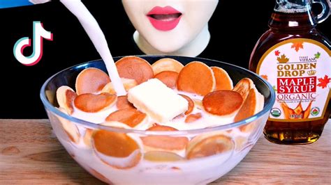 ASMR TIKTOK PANCAKE CEREAL 틱톡 팬케이크 시리얼 EATING SOUNDS MUKBANG NO