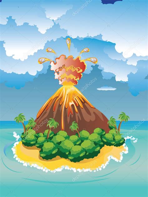 Cartoon Volcano Erupting Cartoon Volcano Eruption — Stock Vector