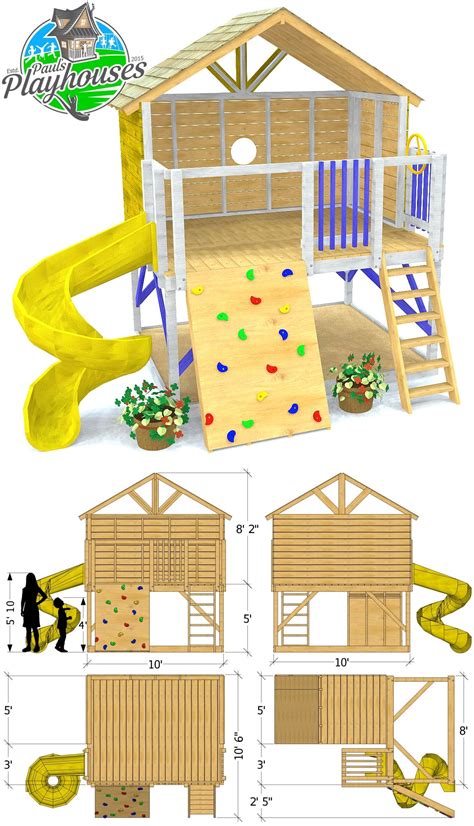 Petite Retreat Clubhouse Plan・3 Sizes Kids Backyard Playground