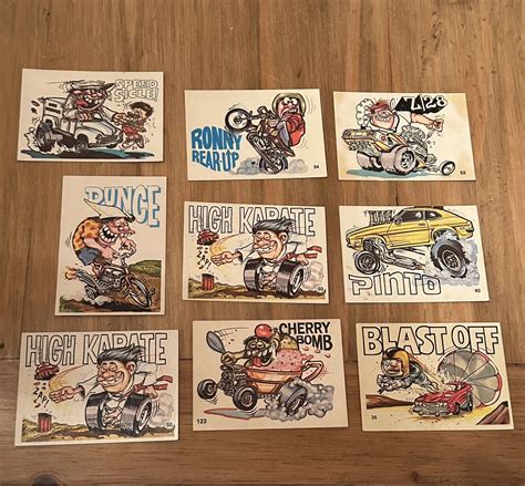 1973 Vintage Donruss Fabulous Odd Rods Sticker Cards Lot Of 9 Pre Owned