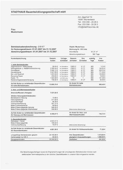 (siehe auch pdf zur montagepunktermittlung) Nebenkostenabrechnung Muster Vorlage Großartig ...